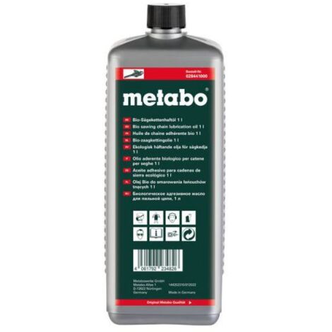 Metabo – Huile adhésive pour chaîne de scie Bio 1L – Lubrification optimale – Écologique et biodégradable – Pour usage été et hiver
