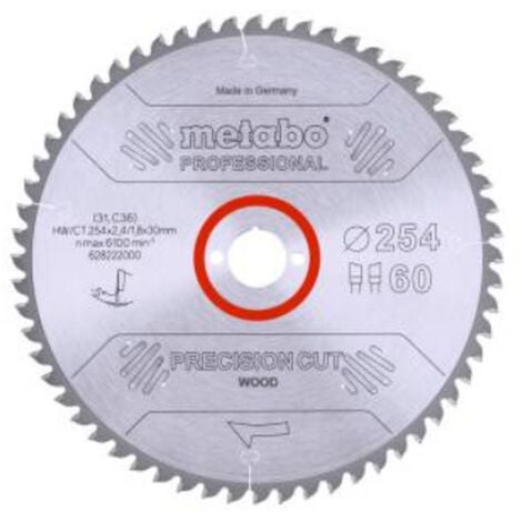 Metabo HW/CT Lame de scie circulaire - 60D - 254mm