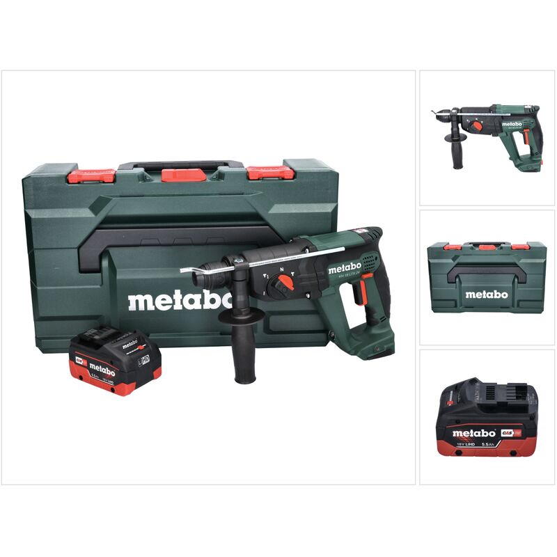 Metabo KH 18 LTX 24 Marteau combiné sans fil 18 V 2,1 J SDS plus + 1x batterie 5,5 Ah + metaBOX - sans chargeur