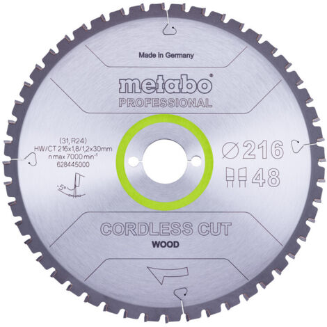 Metabo Kreissägeblatt Holz 216x30 mm 28 WZ 5° speziell Akku Kapp- Gehrungssägen