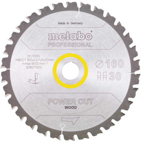 Metabo Kreissägeblatt Holz Power Cut 160x20 mm 30 WZ 5° Tauch- Handkreissägen