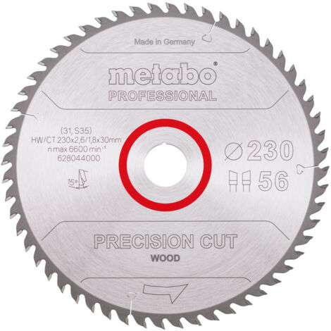 Metabo Kreissägeblatt Holz Precision Cut 230x30 mm 56 WZ 15° Bau Handkreissägen