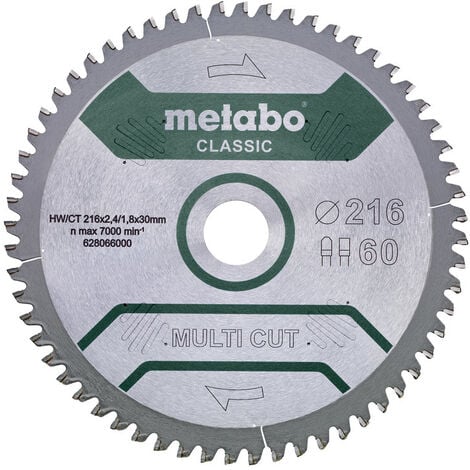 Metabo Kreissägeblatt HW/CT 216 x 30 60FZ/TZ 5 Grad Sägeblatt multi cut-classic