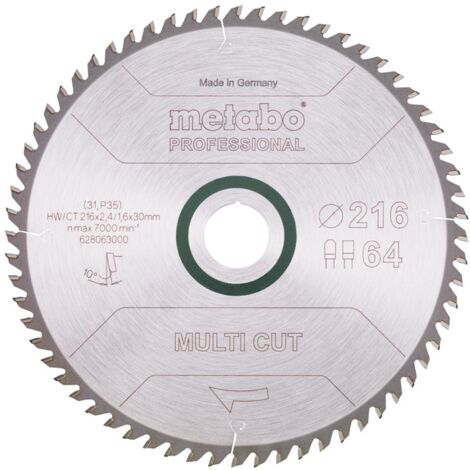 Metabo Kreissägeblatt multi cut - professional 216 x 30 x 2,4/1,6, 64 Zähne, Spanwinkel 10°