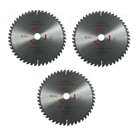 Metabo Kreissägeblatt Sägeblatt 254 mm Z48 5°Neg. 3 Stück für Bosch GCM GTS