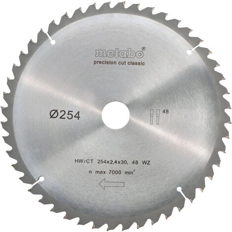 Metabo Kreissägeblatt 254 mm HW/CT 254x30 48 WZ 5°neg 628061000