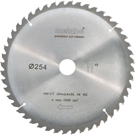 Metabo Kreissägeblatt 254 mm HW/CT 254x30 48 WZ 5°neg 628061000