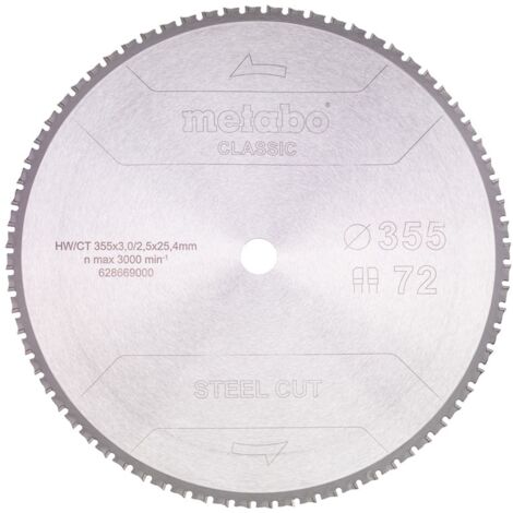 Metabo Kreissägeblatt Seel Sandwich Stahl 355x25,4mm 72 FZFA/FZFA 4° Metallsägen