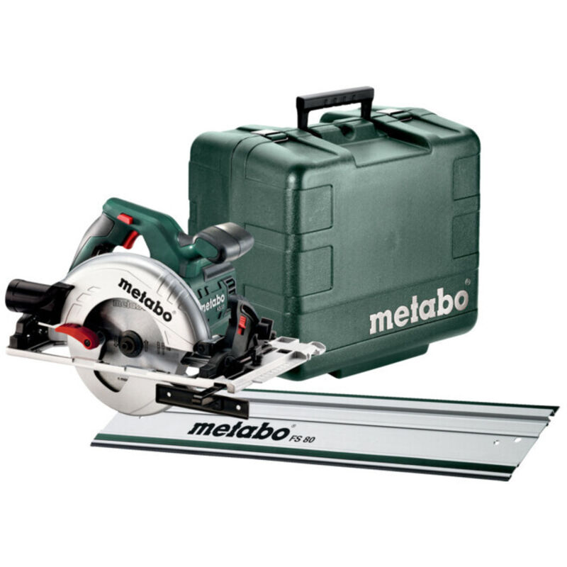 Metabo Scie circulaire portative KS 55 FS set avec rail de guidage FS 80 coffret plastique