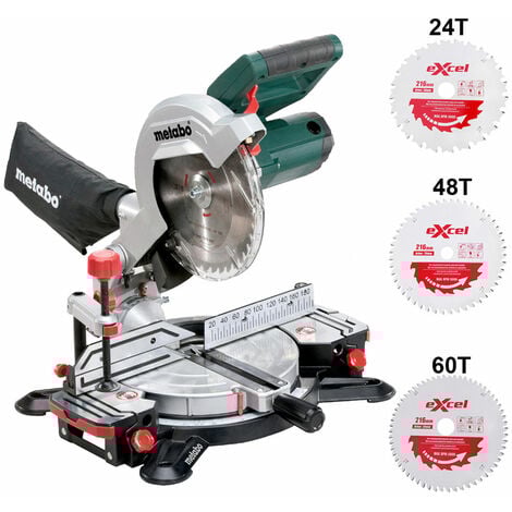 Metabo KS216M Lasercut Compound Crosscut Mitre Saw 240V Extra 3 x Blades:240V