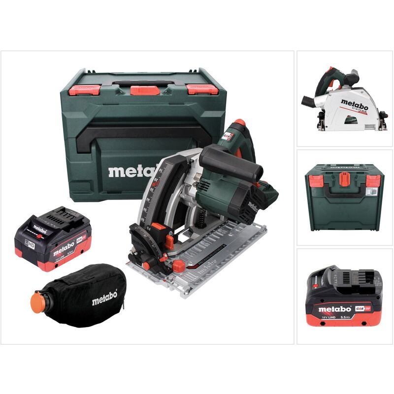 Image of Metabo - kt 18 ltx 66 bl Sega circolare a immersione a batteria 18 v 165 mm + 1x Batteria 5,5 Ah + Valigetta x - senza caricabatterie