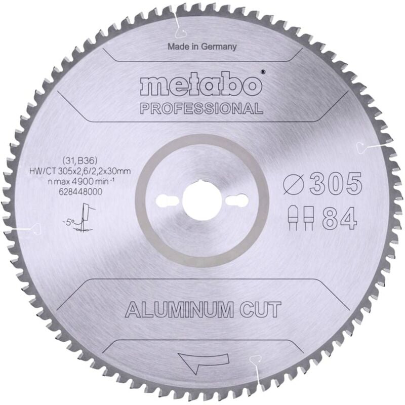 Metabo ALUMINIUM CUT PROFESSIONAL 628448000 Lama circolare 305 x 30 x 2.2 mm Numero di denti: 84 1 pz.