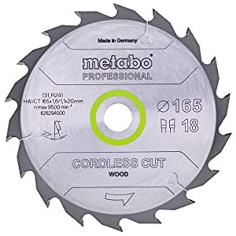 Metabo Lama di sega circolare 165 mm 18 denti in carburo