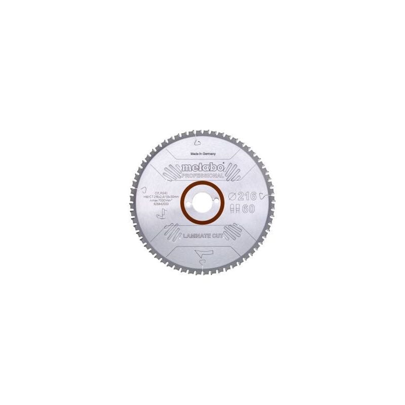 Metabo - Sägeblatt 'laminate cut - professional', 216x30 Z60 fz/tz 0° (628442000)