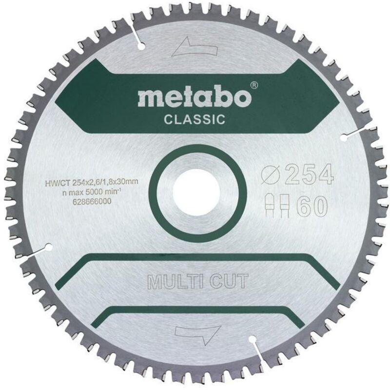 Metabo - multi cut classic 628666000 Lama circolare 254 x 30 x 1.8 mm Numero di denti: 60 1 pz.
