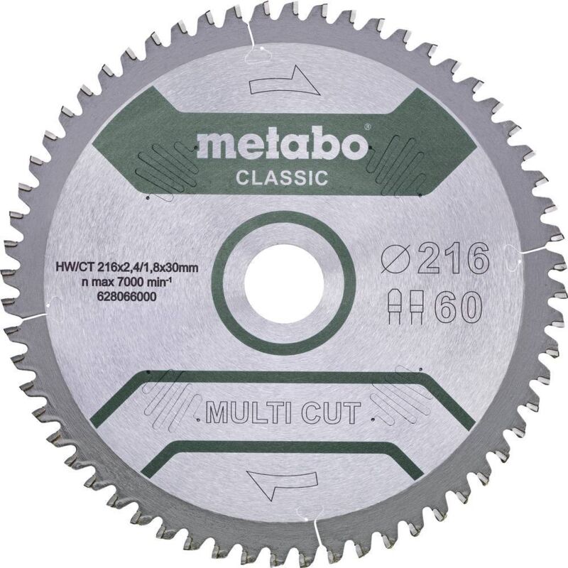 Metabo - multi cut classic 628655000 Lama circolare 216 x 30 x 1.8 mm Numero di denti: 60 1 pz.