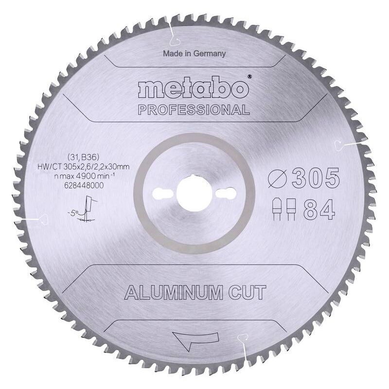 Metabo ALUMINIUM CUT PROFESSIONAL 628448000 Lame de scie circulaire 305 x 30 x 2.2 mm Nombre de dents: 84 1 pc(s) A230242