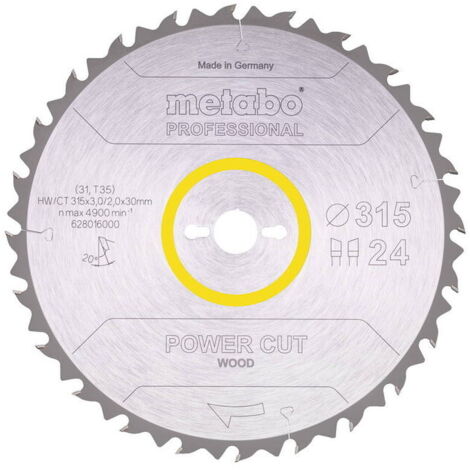 METABO Lame de scie circ. Pro "Power Cut Wood" HW/CT 315x30, 24 WZ 20°