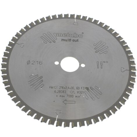Metabo – Lame de scie circulaire 216 mm – Alésage 30 mm – 60 dents pour coupe précise dans bois dur – Compatible scies à onglets