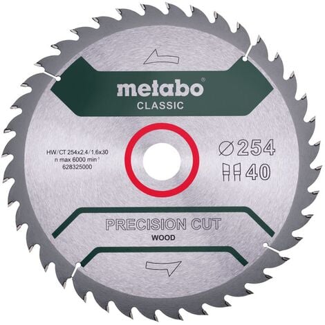 Metabo Lame de scie circulaire de précision coupe classique 254x30 40WZ 20 °