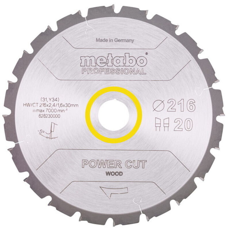 Metabo Lame de scie circulaire HWCT 216 x 30 x...