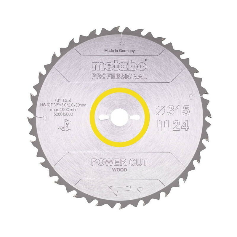 Metabo - Lame de scie circ. Pro 'Power Cut Wood' hw/ct 315x30, 24 wz 20°