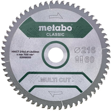Metabo - Lame de scie circulaire «multi cut» classic 216x2.4x30 mm 60 dents FZ/TZ