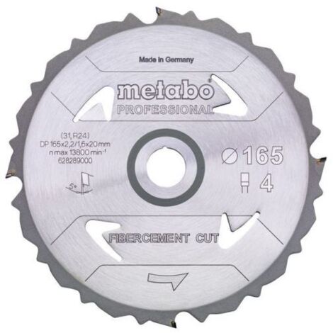 Metabo – Lame de scie circulaire pour fibrociment 190mm – 628297000 – Alésage 30mm, PCD, 4 dents, coupe nette, angle 5°