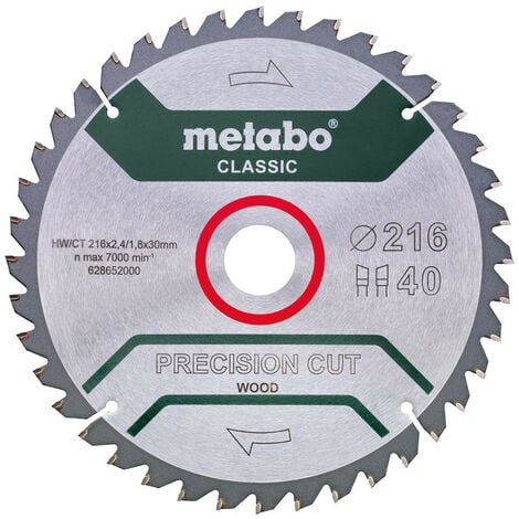 Metabo - Lame de scie circulaire «precision cut wood» classic 216x2.4x30 mm 40 dents WZ