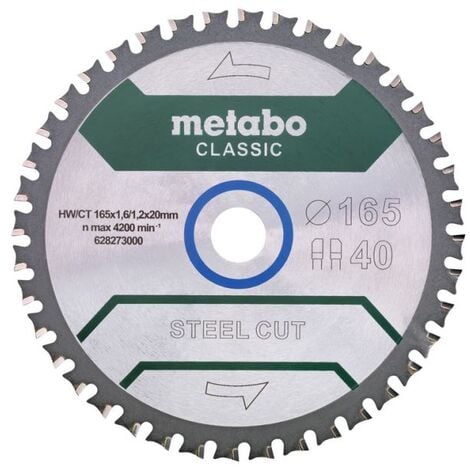 Metabo Lame de scie circulaire SteelCutClassic 165x20 Z40 FZFA / FZFA 4 °