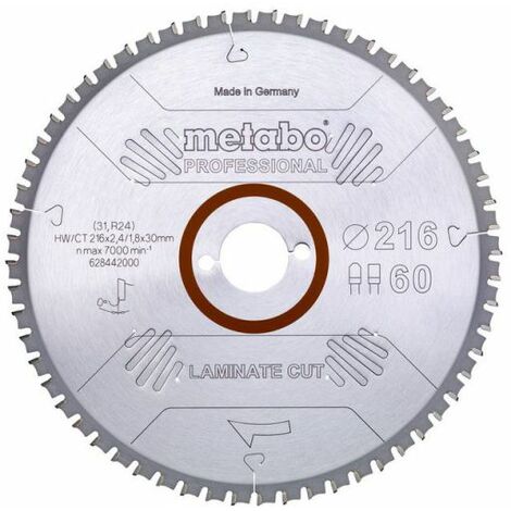 METABO Lame de scie coupe stratifié - professionnel, 254x2,6/2,0x30 Z66 FZ/TZ 0° (628446000)