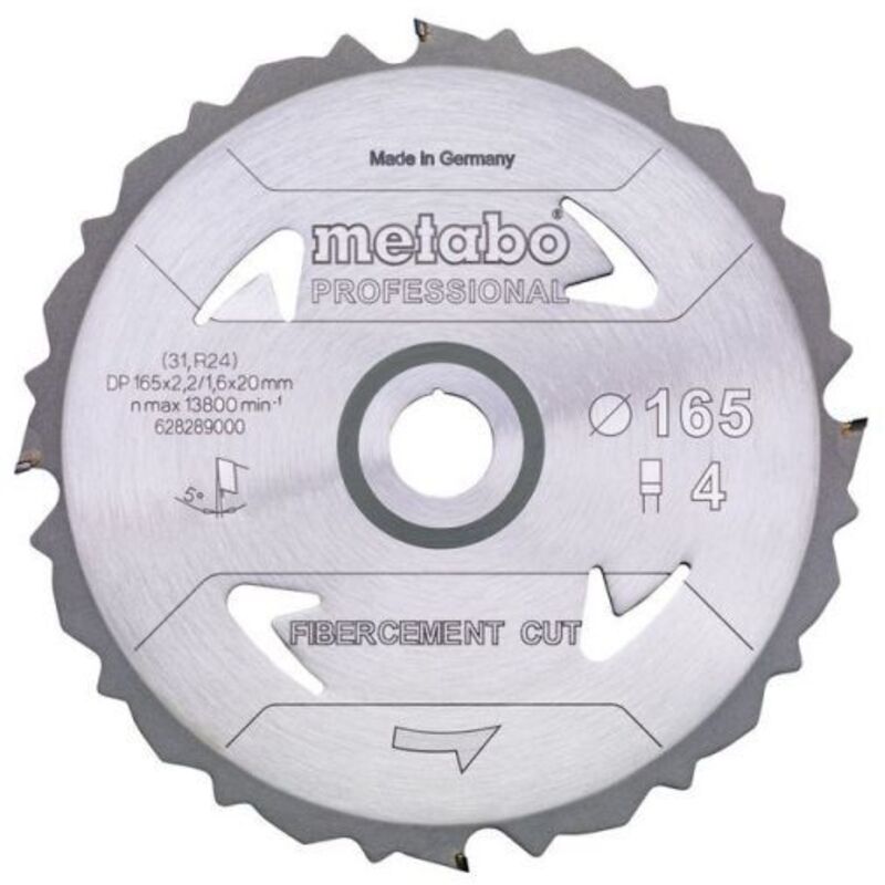 Lame de scie Metabo fibercement cut professional 190 mm 4 dents 5°