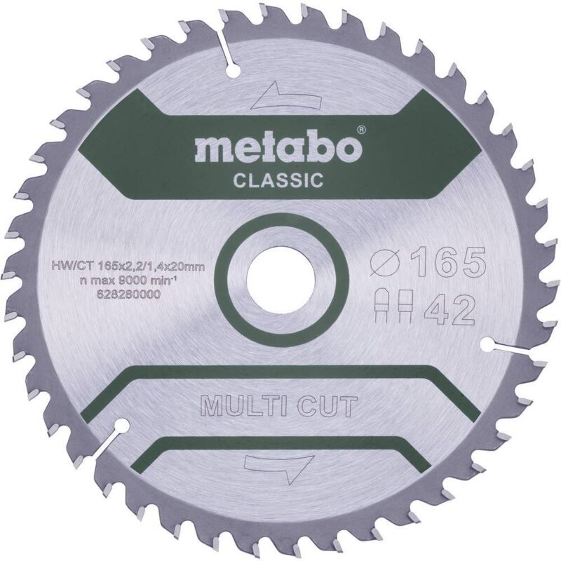 Metabo - multi cut classic 628280000 Lame de scie circulaire 165 x 20 x 1.4 mm Nombre de dents: 42 1 pc(s)