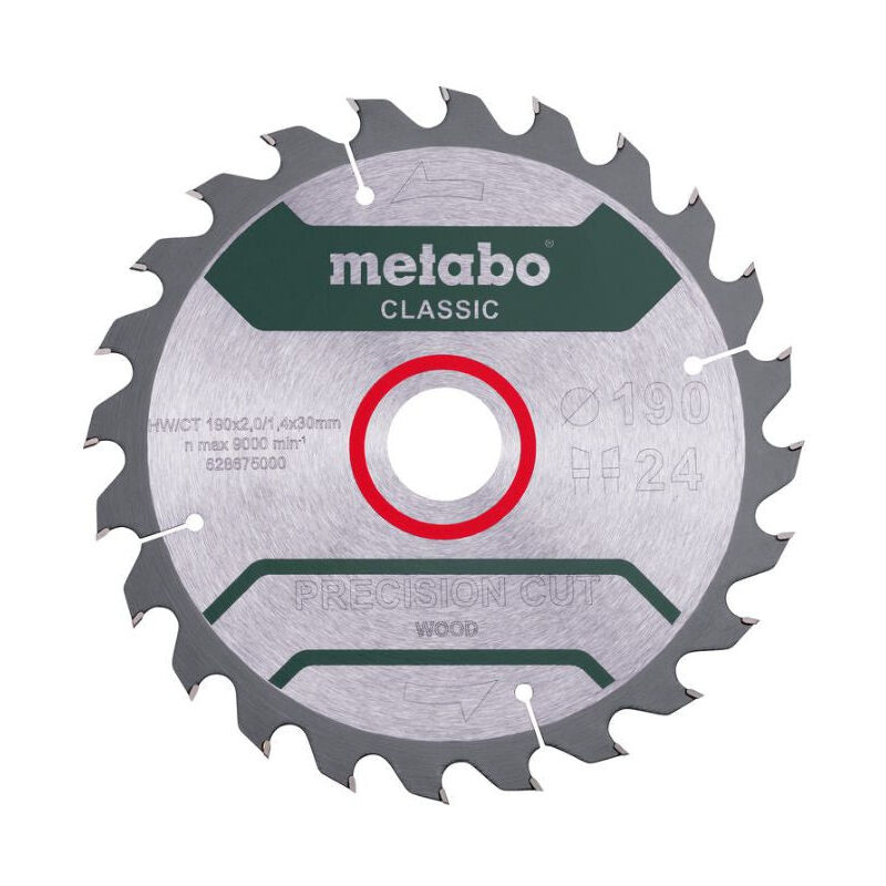 Metabo - Lame de scie circulaire Classic 'Precision Cut Wood' 628675000 - 190x30mm - 24WZ - 30°