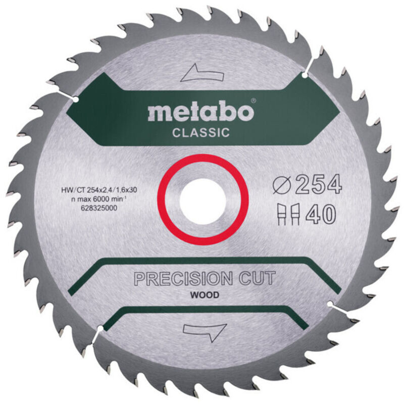 Metabo Lame de scie « precision cut wood classic » 254x2 41 6x30 Z40 wz 20° /b 628326000
