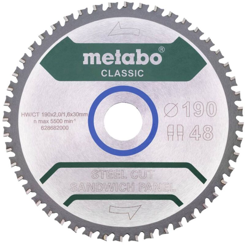 Metabo - 628684000 Lame de scie circulaire 190 x 30 mm Nombre de dents: 48 1 pc(s)