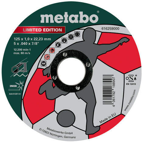 Metabo Limited Edition Soccer 125 x 1,0 x 22,23 mm, Inox, Trennscheibe, gerade Ausführung 100 Stk