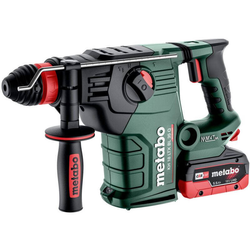 Metabo Marteau combiné sans fil KH 18 LTX BL 35 Q 2x LIHD 5 5AH + chargeur en metaBOX 185