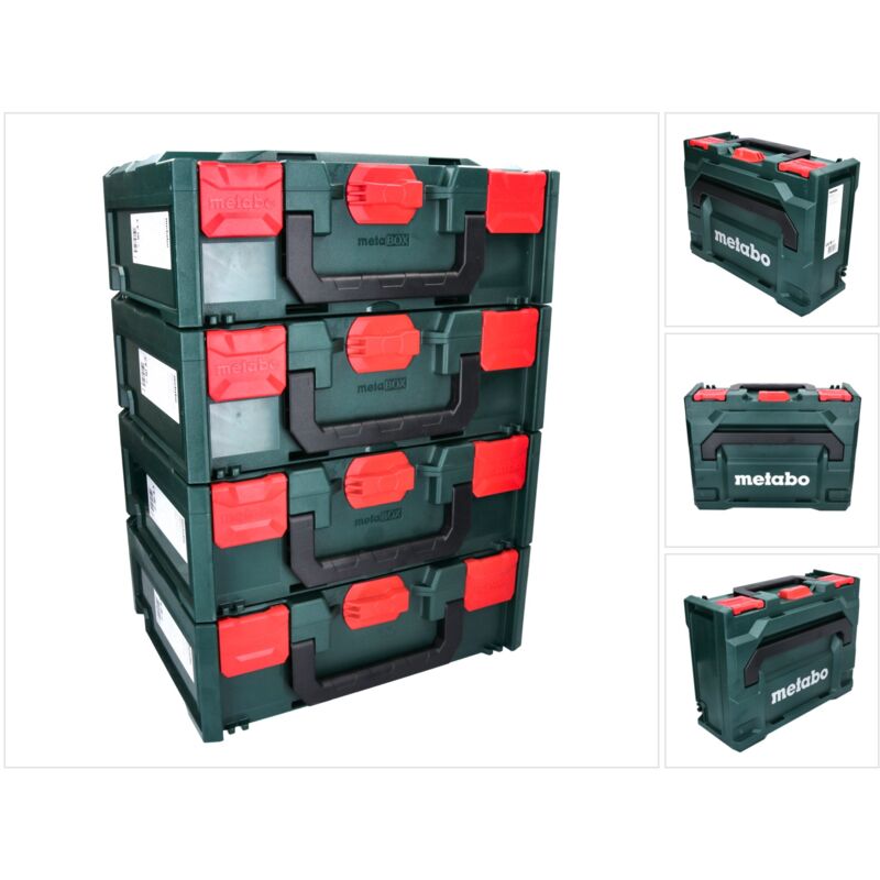 Metabo - x 145 Set: 4x Coffrets 396x296x145mm, système empilable + 4x Inserts universels
