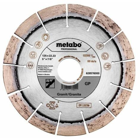 METABO MEULE DE TRONÇONNAGE DIAMANTÉE 125X22,23MM, « GP », GRANIT « PROFESSIONAL » (628576000)