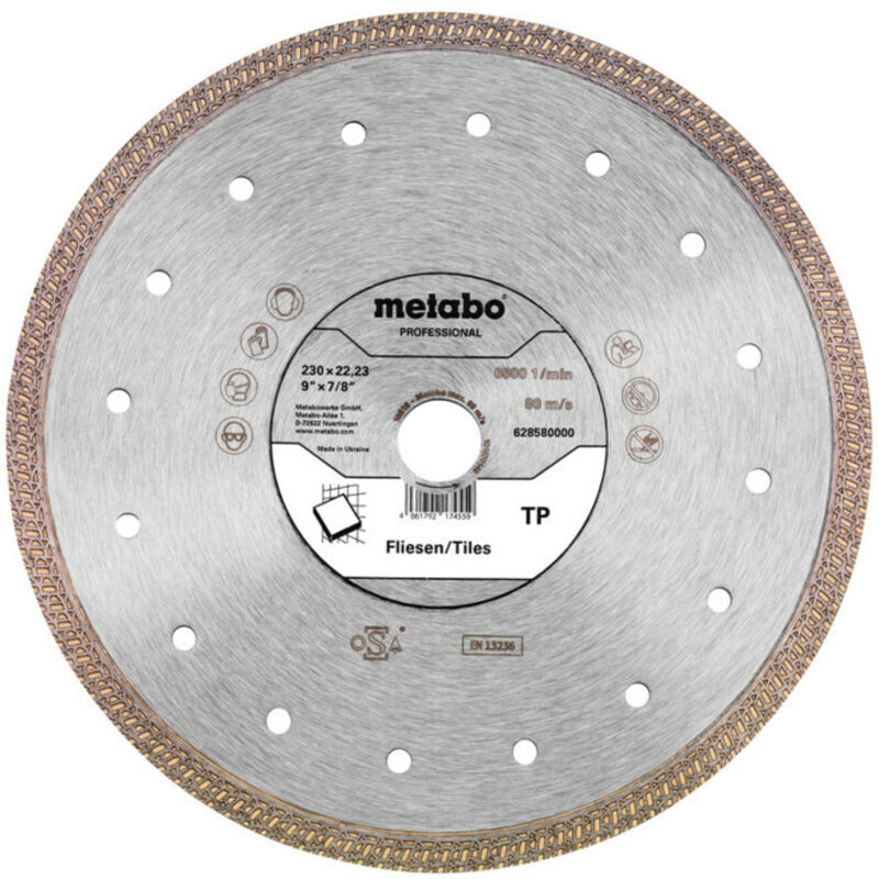 Metabo Disque à tronçonner diamanté 230x22 23mm tp carrelage professional 628580000