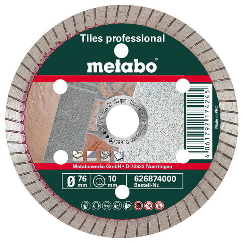 Metabo Meule de tronçonnage diamantée 76x10 0mm « tp » Carrelage « professional » 626874000