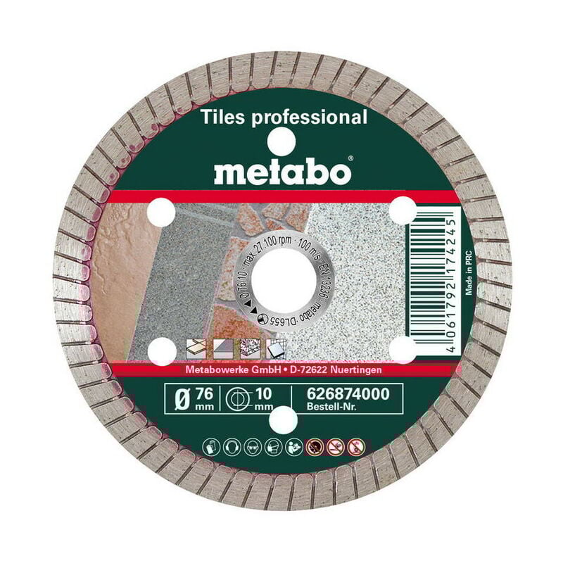 Metabo - Meule de tronçonnage diamantée - tp Carrelage professional - Ø76 x 10 mm