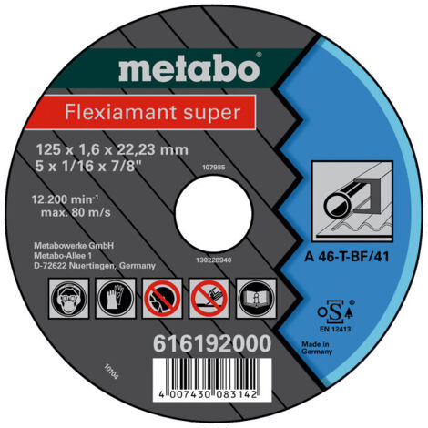 METABO Meules de tronçonnage Flexiamant super 125x1,6x22,2 acier
