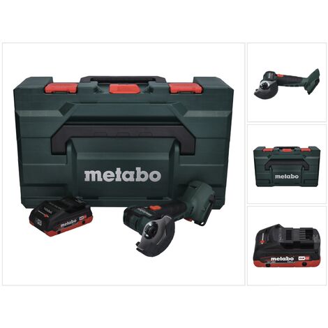 Metabo Meuleuse d'angle sans fil CC 18 LTX Brushless + 1x Batterie 4,0Ah + Coffret de transport MetaLoc - sans chargeur