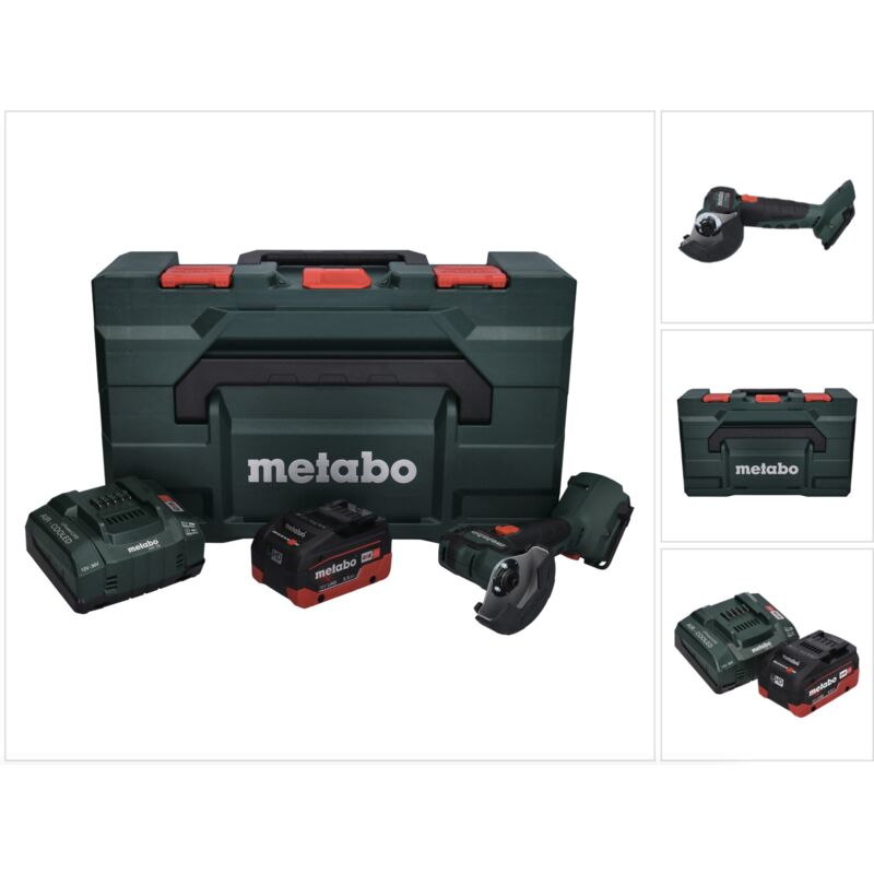 Metabo Meuleuse d'angle sans fil CC 18 LTX Brushless + 1x Batterie 5,5Ah + Chargeur + Coffret de transport MetaLoc
