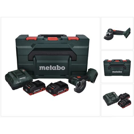 Metabo Meuleuse d'angle sans fil CC 18 LTX Brushless + 2x Batteries 4,0Ah + Chargeur + Coffret de transport MetaLoc