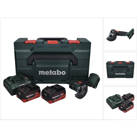 Metabo Meuleuse d'angle sans fil CC 18 LTX Brushless + 2x Batteries 5,5Ah + Chargeur + Coffret de transport MetaLoc