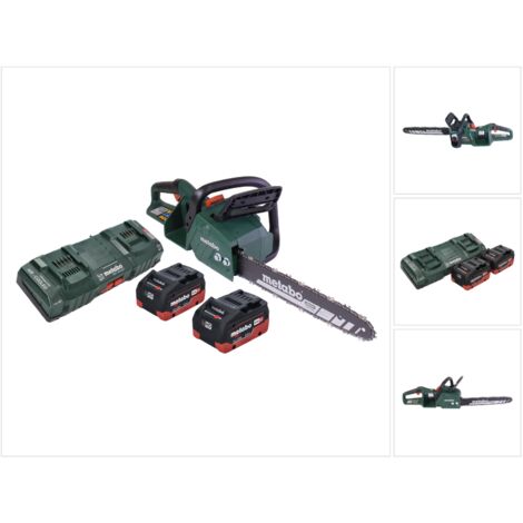 Metabo MS 36-18 LTX BL 40 Trononneuse d'elagage sans fil 36 V ( 2x 18 V ) 40 cm 22 m/s Brushless + 2x batterie 5,5 Ah + double chargeur