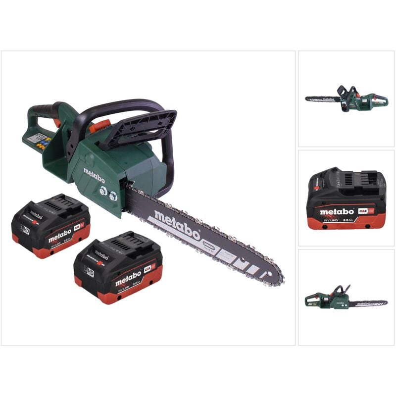 Ms 36-18 ltx bl 40 Trononneuse d'elagage sans fil 36 v ( 2x 18 v ) 40 cm 22 m/s sans balais + 2x batterie 8,0 Ah - sans chargeur - Metabo